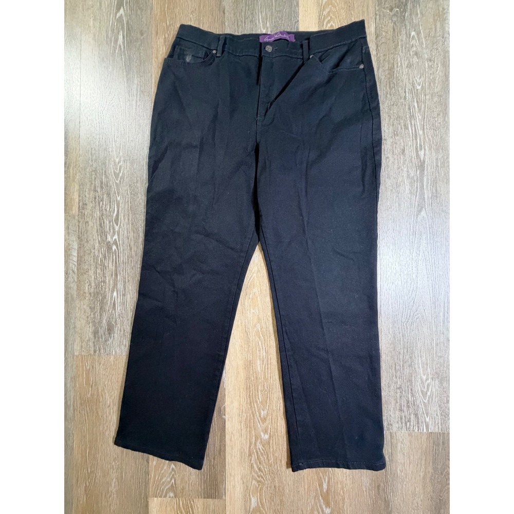Gloria Vanderbilt Amanda Jeans Womens 16 Black High Rise Tapered Straight Leg
